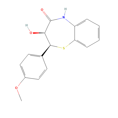 (2S-cis)-(+)-2,3-Dihydro-3-hydroxy-2-(4-methoxyphenyl)-1,5-benzothiazepin-4(5H)-one (CAS: 42399-49-5) - Chemical Structure and Molecular Formula 