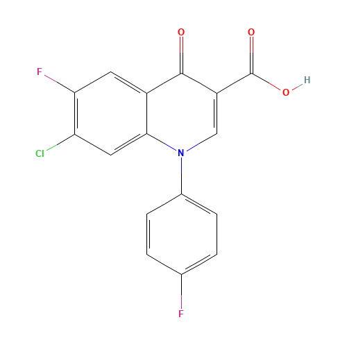 1-(p-Fluoro-phenyl-6-fluoro-7-chloro-4-oxo-3-quinolinecarboxylic acid (CAS: 98105-79-4) - Chemical Structure and Molecular Formula 