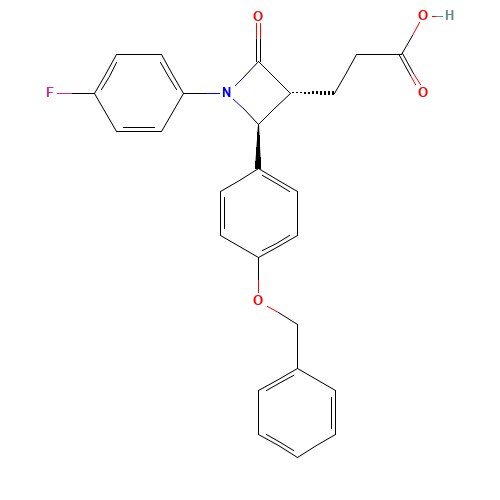 (3R,4S)-1-(4-Fluorophenyl)-2-oxo-4-[4-(benzyloxy)phenyl]-3-azetidinepropanoic acid (CAS: 204589-82-2) - Chemical Structure and Molecular Formula 