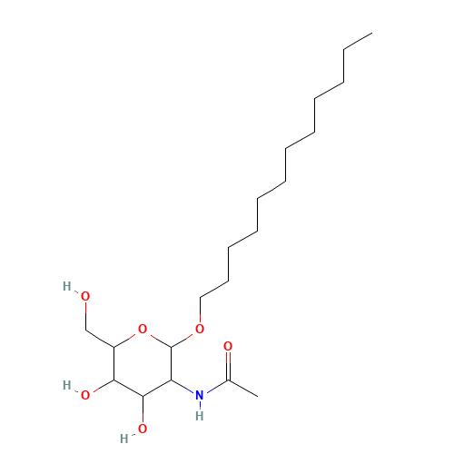 DODECYL 2-ACETAMIDO-2-DEOXY-BETA-D-GLUCOPYRANOSIDE (CAS: 147025-06-7) - Chemical Structure and Molecular Formula 