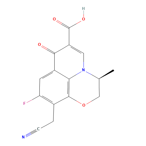 (S)-10-(Cyanomethyl)-9-fluoro-2,3-dihydro-3-methyl-7-oxo-7H-pyrido[1,2,3-de]-1,4-benzoxazine-6-carboxylic acid (CAS: 176760-98-8) - Related Chemical Product