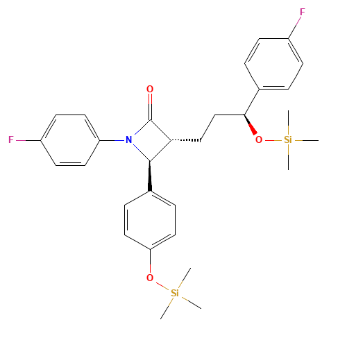(3R,4S)-1-(4-Fluorophenyl)-3-((S)-3-(4-fluorophenyl-3-(trimethylsilyloxy)propyl)-4-(4-(trimethylsilyloxy)phenyl)azetidin-2-one (CAS: 272778-13-9) - Related Chemical Product