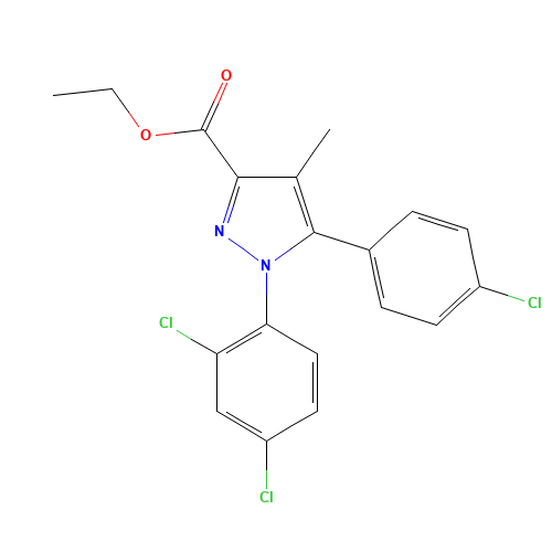 1H-Pyrazole-3-carboxylic acid,5-(4-chlorophenyl)-1-(2,4-dichlorophenyl)-4-methyl-,ethyl ester (CAS: 158941-22-1) - Related Chemical Product