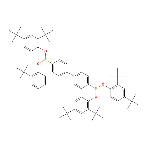 Tetrakis(2,4-di-tert-butylphenyl)-1,1-biphenyl-4,4'-diylbisphosphonite (CAS: 38613-77-3) - Chemical Structure and Molecular Formula 
