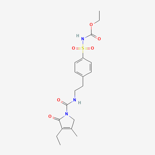 [[4-[2-[[(3-Ethyl-2,5-dihydro-4-methyl-2-oxo-1H-pyrrol-1-yl)carbonyl]amino]ethyl]phenyl]sulfonyl]-carbamic acid ethyl ester (CAS: 318515-70-7) - Chemical Structure and Molecular Formula 