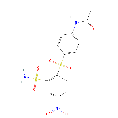 N-[4-(4-NITRO-2-SULFAMOYL-BENZENESULFONYL)-PHENYL]-ACETAMIDE (CAS: 25006-65-9) - Chemical Structure and Molecular Formula 