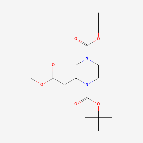 METHYL 1,4-DI-BOC-PIPERAZINE-2-ACETATE (CAS: 368441-99-0) - Chemical Structure and Molecular Formula 