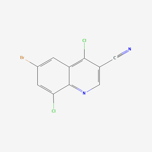6-BROMO-4,8-DICHLORO-QUINOLINE-3-CARBONITRILE (CAS: 886362-77-2) - Chemical Structure and Molecular Formula 