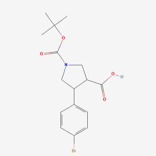 4-(4-BROMO-PHENYL)-PYRROLIDINE-1,3-DICARBOXYLIC ACID 1-TERT-BUTYL ESTER (CAS: 939757-97-8) - Chemical Structure and Molecular Formula 