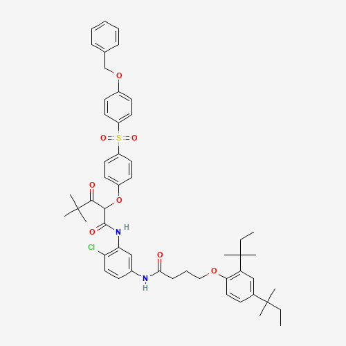 N-(5-((4-(2,4-Bis(1,1-dimethylpropyl)phenoxy)-1-oxobutyl)amino)-2-chlorophenyl)-4,4-dimethyl-3-oxo-2-(4-((4-(phenylmethoxy)phenyl)sulphonyl)phenoxy)valeramide (CAS: 30744-85-5) - Related Chemical Product