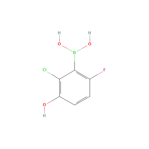 2-Chloro-6-fluoro-3-hydroxyphenylboronic acid (CAS: 957121-07-2) - Chemical Structure and Molecular Formula 