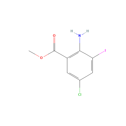 METHYL 2-AMINO-5-CHLORO-3-IODOBENZOATE (CAS: 289039-84-5) - Chemical Structure and Molecular Formula 