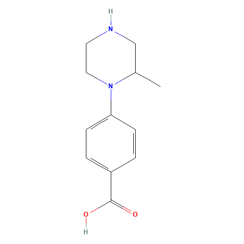 1-(4-carboxyphenyl)-2-methyl piperazine (CAS: 1131623-00-1) - Chemical Structure and Molecular Formula 