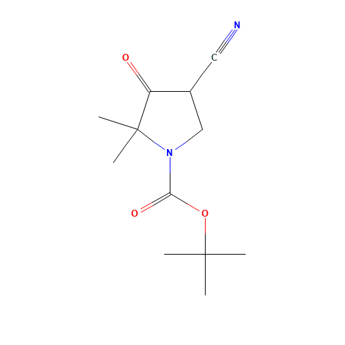 TERT-BUTYL 4-CYANO-2,2-DIMETHYL-3-OXOPYRROLIDINE-1-CARBOXYLATE (CAS: 718632-42-9) - Chemical Structure and Molecular Formula 