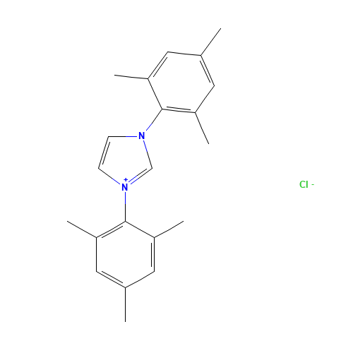 1,3-BIS(2,4,6-TRIMETHYLPHENYL)IMIDAZOLIUM CHLORIDE (CAS: 141556-45-8) - Chemical Structure and Molecular Formula 