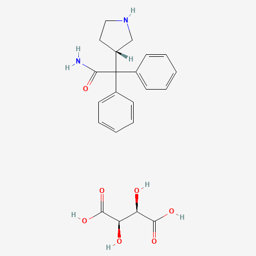 3-(S)-(+)-(1-Carbamoyl-1,1-diphenylmethyl)pyrroloidine-L-(+)-tartarate (CAS: 134002-26-9) - Related Chemical Product