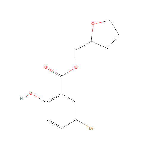 (tetrahydrofuran-2-yl)methyl 5-bromo-2-hydroxybenzoate (CAS: 1131587-68-2) - Chemical Structure and Molecular Formula 