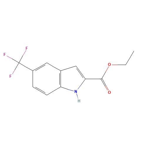 5-(TRIFLUOROMETHYL)INDOLE-2-CARBOXYLIC ACID ETHYL ESTER (CAS: 201929-84-2) - Chemical Structure and Molecular Formula 