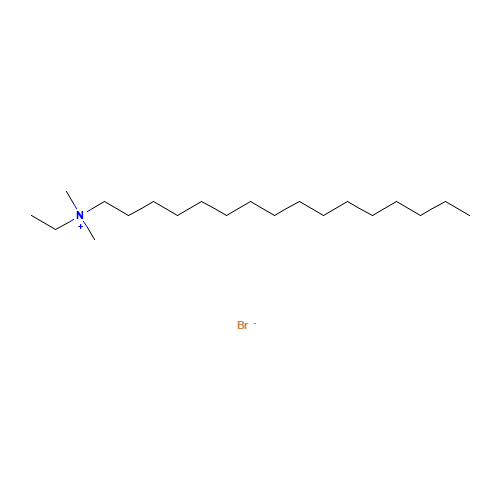 CETYLDIMETHYLETHYLAMMONIUM BROMIDE (CAS: 124-03-8) - Chemical Structure and Molecular Formula 