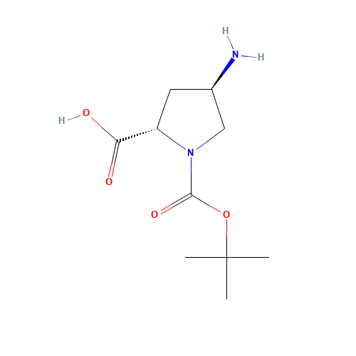 (2S,4R)-1-BOC-4-AMINO-PYRROLIDINE-2-CARBOXYLIC ACID (CAS: 132622-69-6) - Chemical Structure and Molecular Formula 