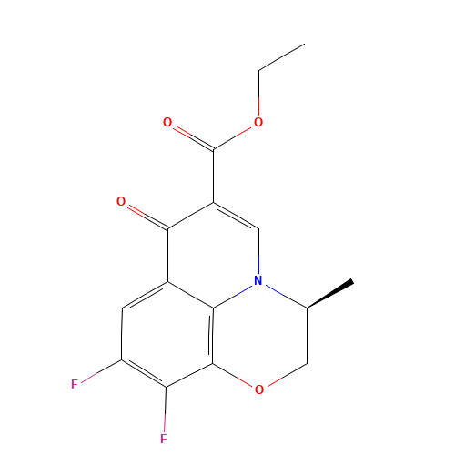 Ethyl (S)-9,10-difluoro-3-methyl-7-oxo-2,3-dihydro-7H-pyrido[1,2,3-de]-1,4-benzoxazine-6-carboxylate (CAS: 106939-34-8) - Chemical Structure and Molecular Formula 