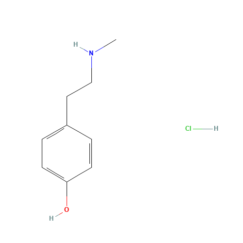 4-[2-(Methylamino)ethyl]phenol hydrochloride (CAS: 13062-76-5) - Chemical Structure and Molecular Formula 