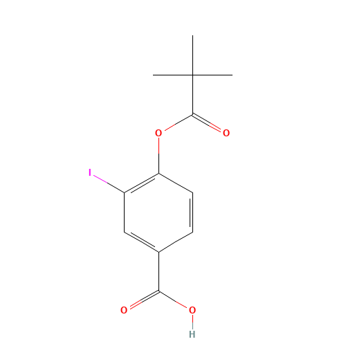 3-iodo-4-(pivaloyloxy)benzoic acid (CAS: 1131614-76-0) - Chemical Structure and Molecular Formula 