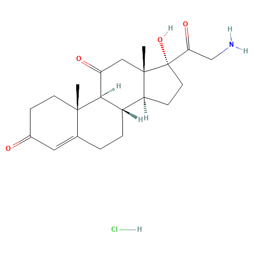 21-Amino-17-hydroxypregn-4-ene-3,11,20-trione hydrochloride (CAS: 110428-56-3) - Chemical Structure and Molecular Formula 