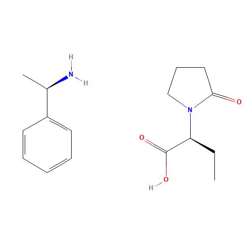 (S)-alpha-Ethyl-2-oxo-1-pyrrolidineacetic acid (R)-alpha-methylbenzenemethanamine salt (CAS: 102916-46-1) - Chemical Structure and Molecular Formula 