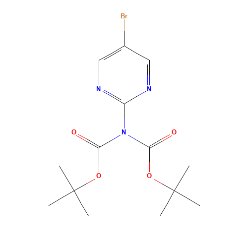 2-[BIS(TERT-BUTOXYCARBONYL)AMINO]-5-BROMOPYRIMIDINE (CAS: 209959-33-1) - Chemical Structure and Molecular Formula 