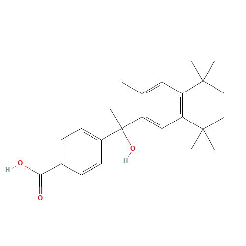 4-[1-Hydroxy-1-(5,6,7,8-tetrahydro-3,5,5,8,8-pentamethyl-2-naphthalenyl)ethyl]benzoic acid (CAS: 852524-20-0) - Chemical Structure and Molecular Formula 