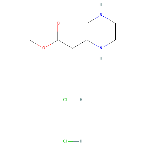 METHYL PIPERAZINE-2-ACETATE DIHYDROCHLORIDE (CAS: 394709-83-2) - Chemical Structure and Molecular Formula 