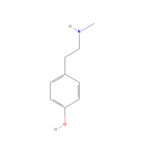 4-(2-METHYLAMINO-ETHYL)-PHENOL (CAS: 370-98-9) - Chemical Structure and Molecular Formula 
