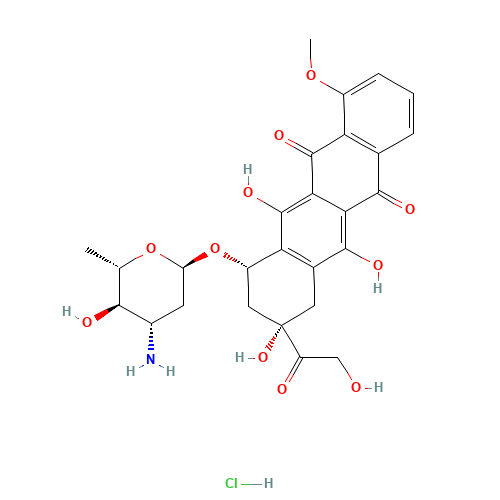 Epirubicin hydrochloride (CAS: 56390-09-1) - Chemical Structure and Molecular Formula 