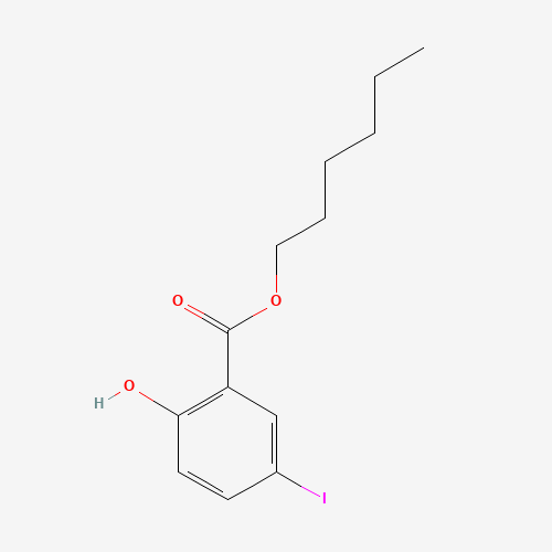 hexyl 2-hydroxy-5-iodobenzoate (CAS: 15125-93-6) - Chemical Structure and Molecular Formula 