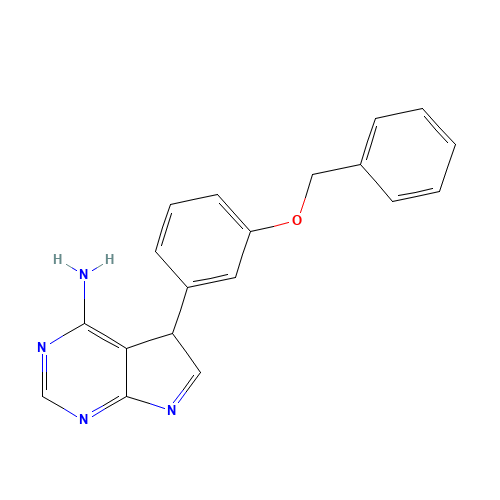 5-(3-(benzyloxy)phenyl)-5H-pyrrolo[2,3-d]pyrimidin-4-amine (CAS: 475489-37-3) - Chemical Structure and Molecular Formula 