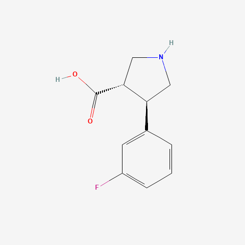 (3S,4R)-4-(3-FLUOROPHENYL)PYRROLIDINE-3-CARBOXYLIC ACID (CAS: 1049975-95-2) - Chemical Structure and Molecular Formula 