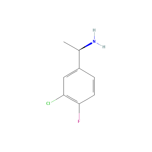 Benzenemethanamine,3-chloro-4-fluoro-a-methyl-,(aR)- (CAS: 1012305-33-7) - Chemical Structure and Molecular Formula 