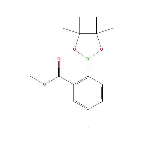 methyl 5-methyl-2-(4,4,5,5-tetramethyl-1,3,2-dioxaborolan-2-yl)benzoate (CAS: 1088994-18-6) - Chemical Structure and Molecular Formula 