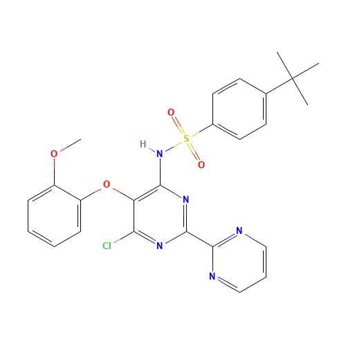 4-tert-Butyl-N-(6-chloro-5-(2-methoxyphenoxy)-2,2'-bipyrimidin-4-yl)benzenesulfonamide (CAS: 150727-06-3) - Chemical Structure and Molecular Formula 