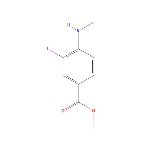 methyl 3-iodo-4-(methylamino)benzoate (CAS: 868540-77-6) - Chemical Structure and Molecular Formula 