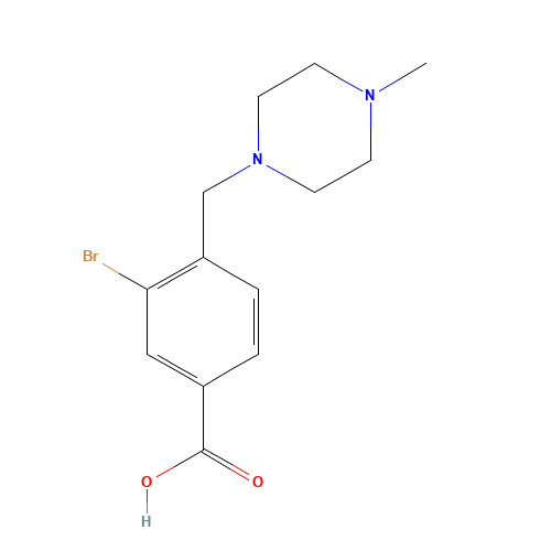 3-Bromo-4-[(4-methylpiperazin-1-yl)methyl]benzoic acid (CAS: 765269-29-2) - Chemical Structure and Molecular Formula 