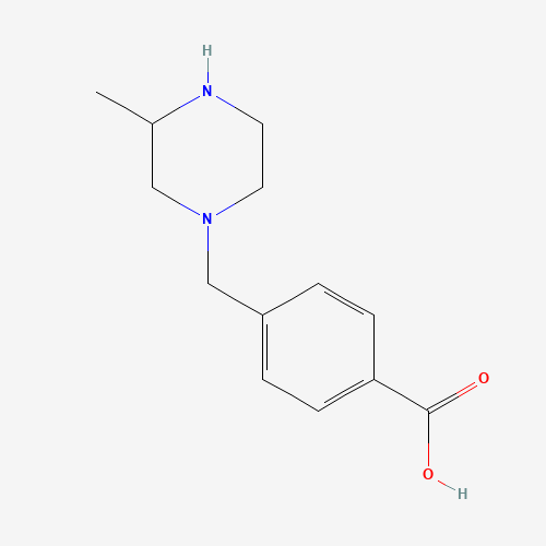 1-(4-carboxyphenyl methyl)-3-methyl piperazine (CAS: 1131623-09-0) - Chemical Structure and Molecular Formula 