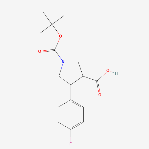 4-(4-FLUORO-PHENYL)-PYRROLIDINE-1,3-DICARBOXYLIC ACID 1-TERT-BUTYL ESTER (CAS: 455954-94-6) - Chemical Structure and Molecular Formula 