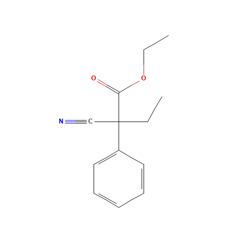 Ethylphenylcyano-acetic acid ethyl ester (CAS: 718-71-8) - Chemical Structure and Molecular Formula 