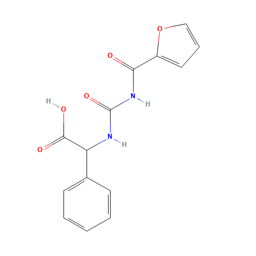 alpha-[[[(2-Furanylcarbonyl)amino]carbonyl]amino]benzeneacetic acid (CAS: 89307-25-5) - Chemical Structure and Molecular Formula 