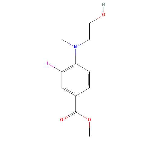 methyl 4-((2-hydroxyethyl)(methyl)amino)-3-iodobenzoate (CAS: 1131614-50-0) - Chemical Structure and Molecular Formula 