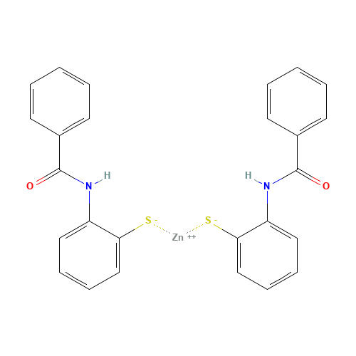 bis[N-(2-mercaptophenyl)benzamidato-N,S]zinc (CAS: 30429-79-9) - Chemical Structure and Molecular Formula 