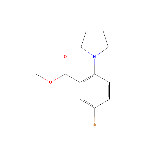methyl 5-bromo-2-(pyrrolidin-1-yl)benzoate (CAS: 1131587-88-6) - Chemical Structure and Molecular Formula 