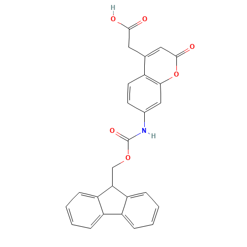 [7-(9H-Fluoren-9-ylmethoxycarbonylamino)-2-oxo-2H-chromen-4-yl]-aceticacid (CAS: 378247-75-7) - Chemical Structure and Molecular Formula 